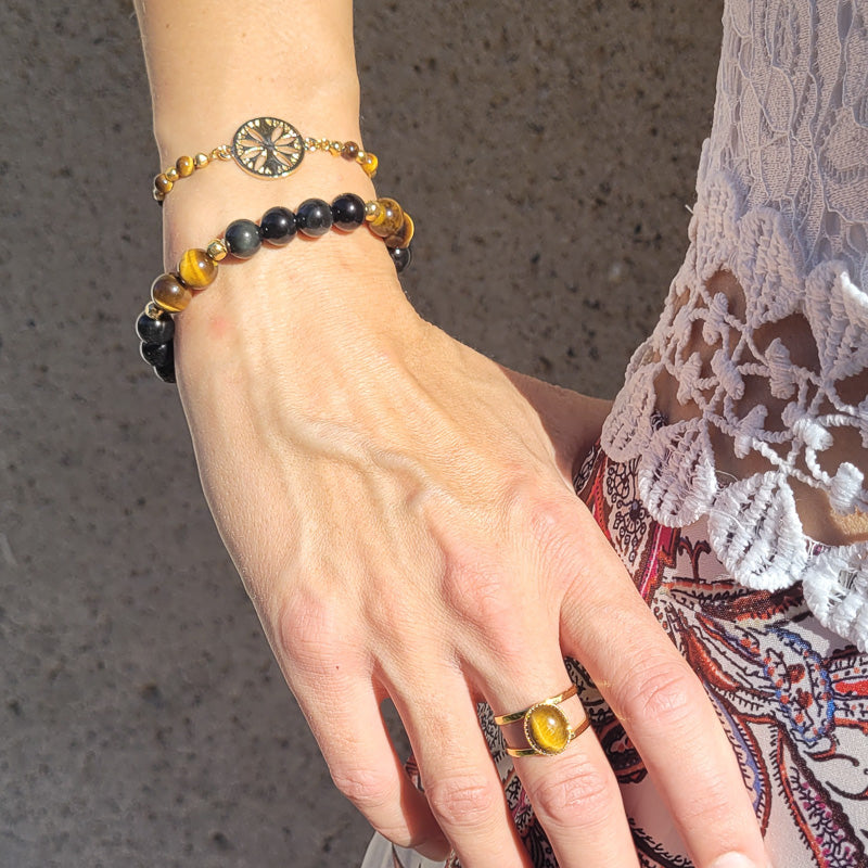 Bracelet Nayaka en perles d'oeil de tigre