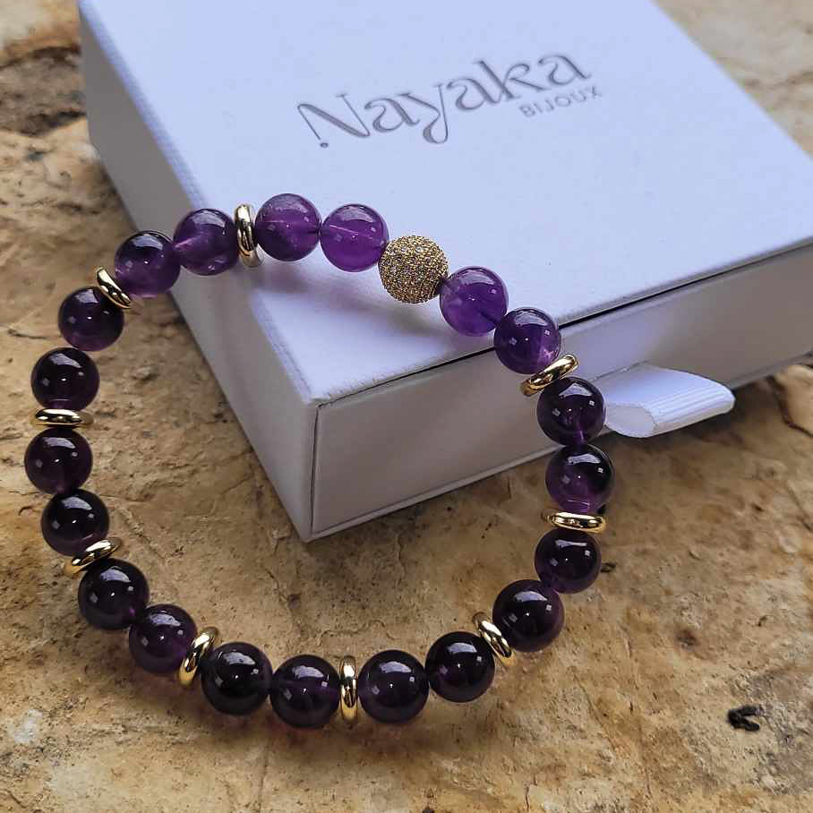 Bracelet perles d'amethyste