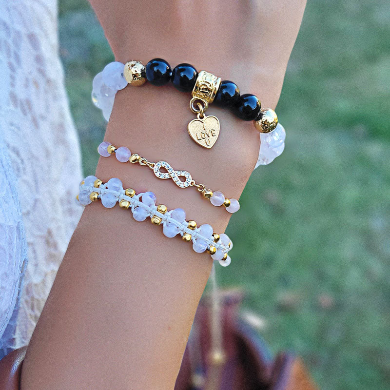 bracelet charm i love you en pierres naturelles