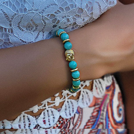 bracelet bouddha en pierre bleu véritable amazonite