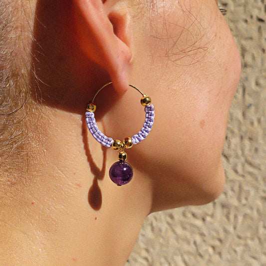 Boucles d'oreilles créoles amethyste