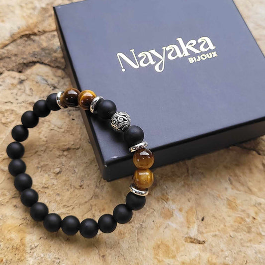 Bracelet masculin en perles naturelles